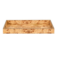 Contemporary Large Serving Tray with Brass Trim - Natural Burl Finish