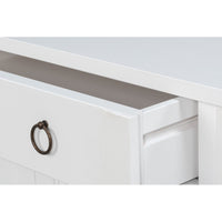 Cottage White Media Buffet in Solid Pine with Ring Pulls
