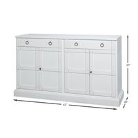 Cottage White Media Buffet in Solid Pine with Ring Pulls