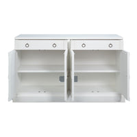 Cottage White Media Buffet in Solid Pine with Ring Pulls