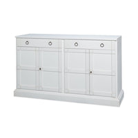Cottage White Media Buffet in Solid Pine with Ring Pulls