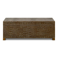 Croc Leather Box in Olive with Brass Handle