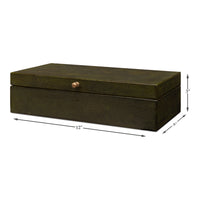 Deco Shagreen Boxes, Leaf Green Embossed Leather, Set of 2