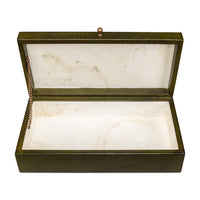 Deco Shagreen Boxes, Leaf Green Embossed Leather, Set of 2