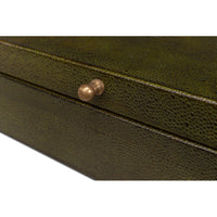Deco Shagreen Boxes, Leaf Green Embossed Leather, Set of 2