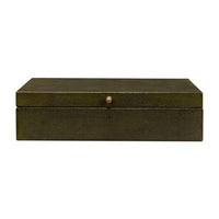 Deco Shagreen Boxes, Leaf Green Embossed Leather, Set of 2