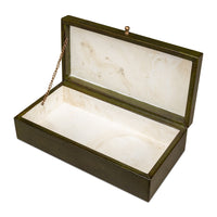 Deco Shagreen Boxes, Leaf Green Embossed Leather, Set of 2