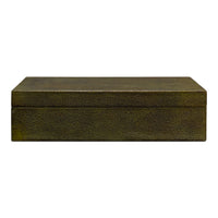 Deco Shagreen Boxes, Leaf Green Embossed Leather, Set of 2