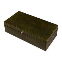 Deco Shagreen Boxes, Leaf Green Embossed Leather, Set of 2