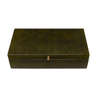 Deco Shagreen Boxes, Leaf Green Embossed Leather, Set of 2