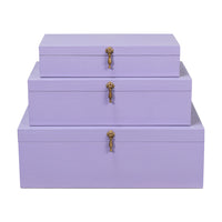 Deco Shagreen Nesting Boxes, Lilac with Brass, Set of 3