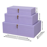Deco Shagreen Nesting Boxes, Lilac with Brass, Set of 3