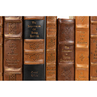 Decorative Library Books, Tan Leather & Marbled, Set of 24
