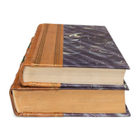Decorative Library Books, Tan Leather & Marbled, Set of 24