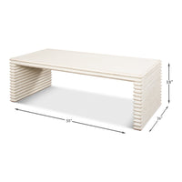 Stacked-Plank Cocktail Table – Antique White Reclaimed Pine - dimension drawing