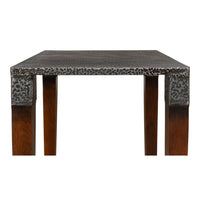 Hammered Iron Square Drink Table with Walnut Legs - additional view