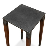 Hammered Iron Square Drink Table with Walnut Legs - additional view