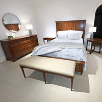 Country Wood King Bed with Paneled Headboard