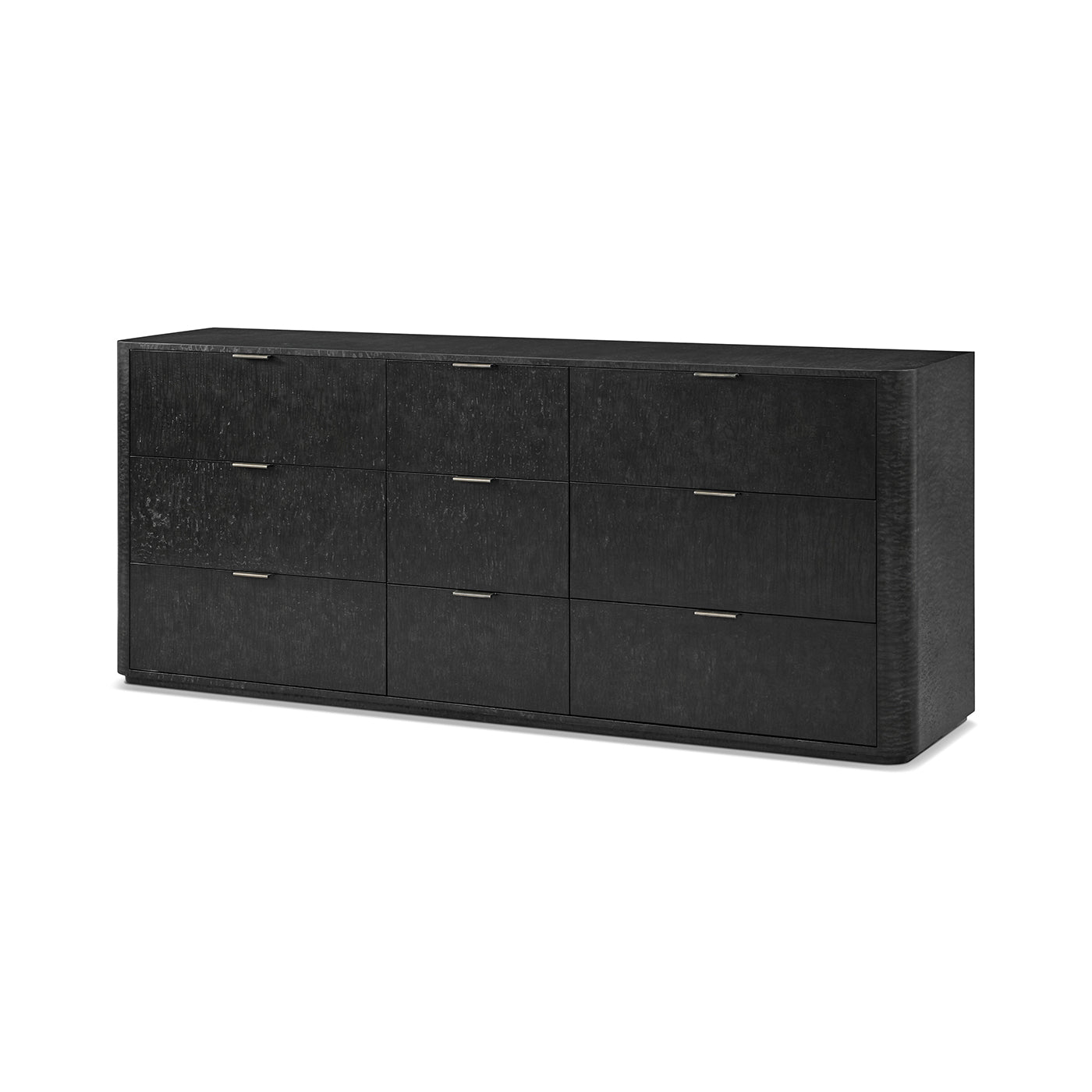 Large black Art Deco dresser isolated front view.