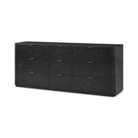 Large black Art Deco dresser isolated front view.