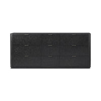 Black Art Deco dresser isolated front and side view.