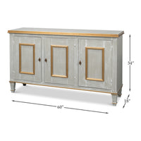 Louis XVI Buffet in Gray and Gold, 60 Inches