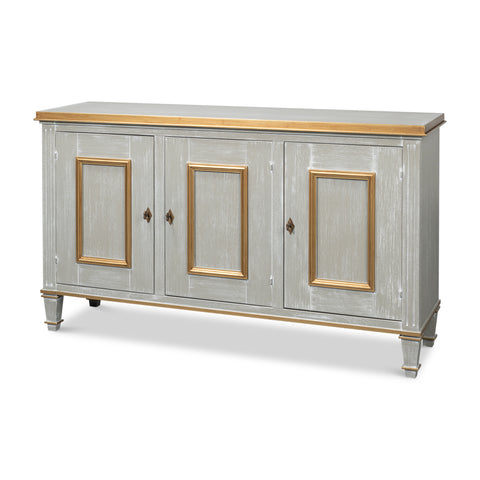 Louis XVI Buffet in Gray and Gold, 60 Inches