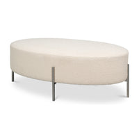 Modern Upholstered Ottoman in Off-White Boucle
