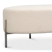 Modern Upholstered Ottoman in Off-White Boucle, view 4