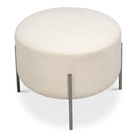 Modern Upholstered Ottoman in Off-White Boucle, view 7