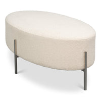 Modern Upholstered Ottoman in Off-White Boucle, view 2
