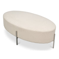 Modern Upholstered Ottoman in Off-White Boucle, view 3