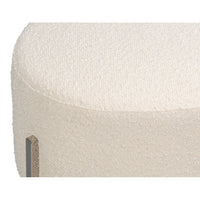 Modern Upholstered Ottoman in Off-White Boucle, view 5