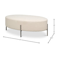 Modern Upholstered Ottoman in Off-White Boucle, view 6