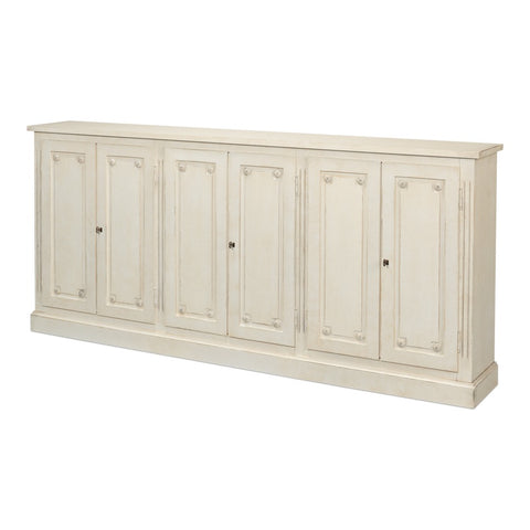 French Country Sideboard, 96" - Antiqued White