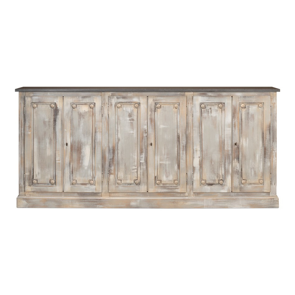 French Country Sideboard, 96" – Grey Oak with Stone Grey Top - additional view