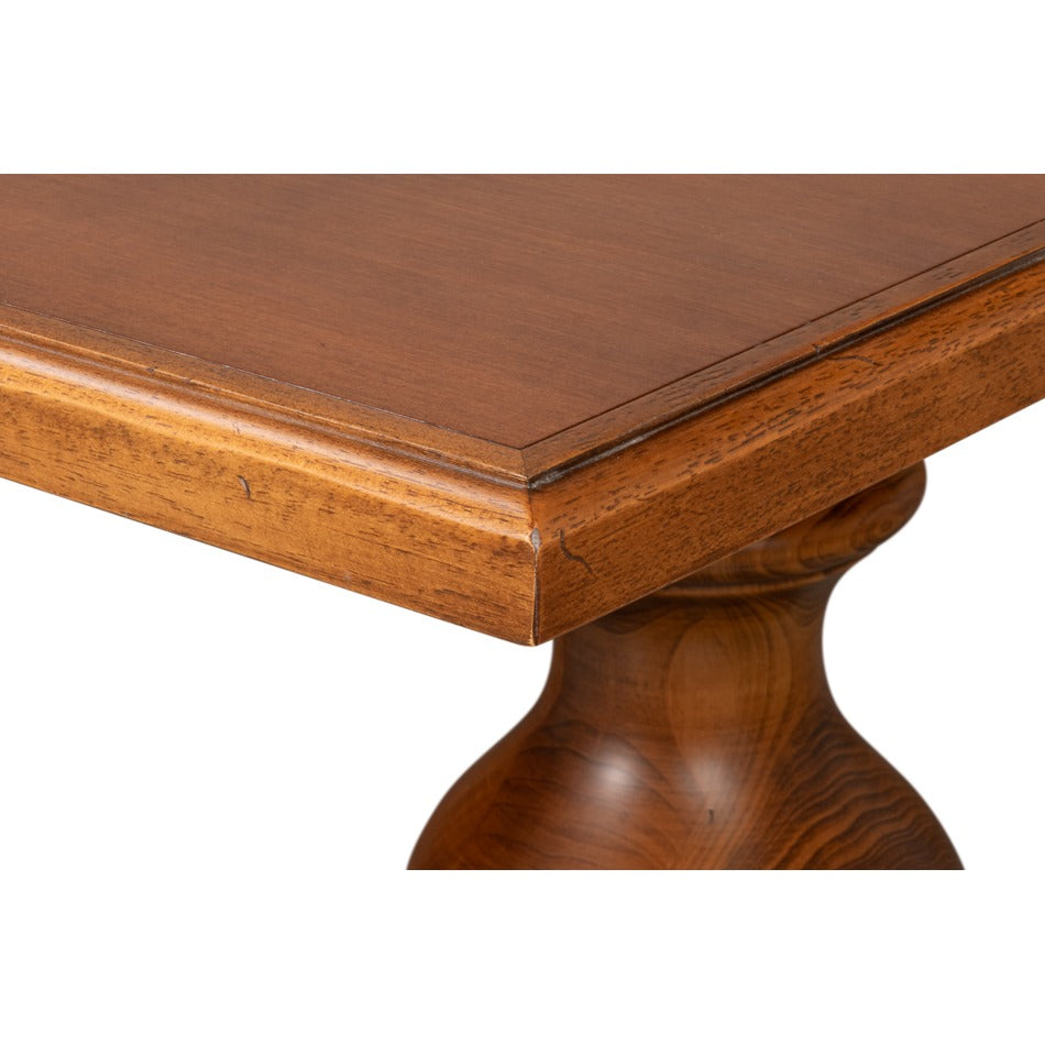 Antiqued Italian Trestle Dining Table, 84" - Turned Pedestal Base - additional view