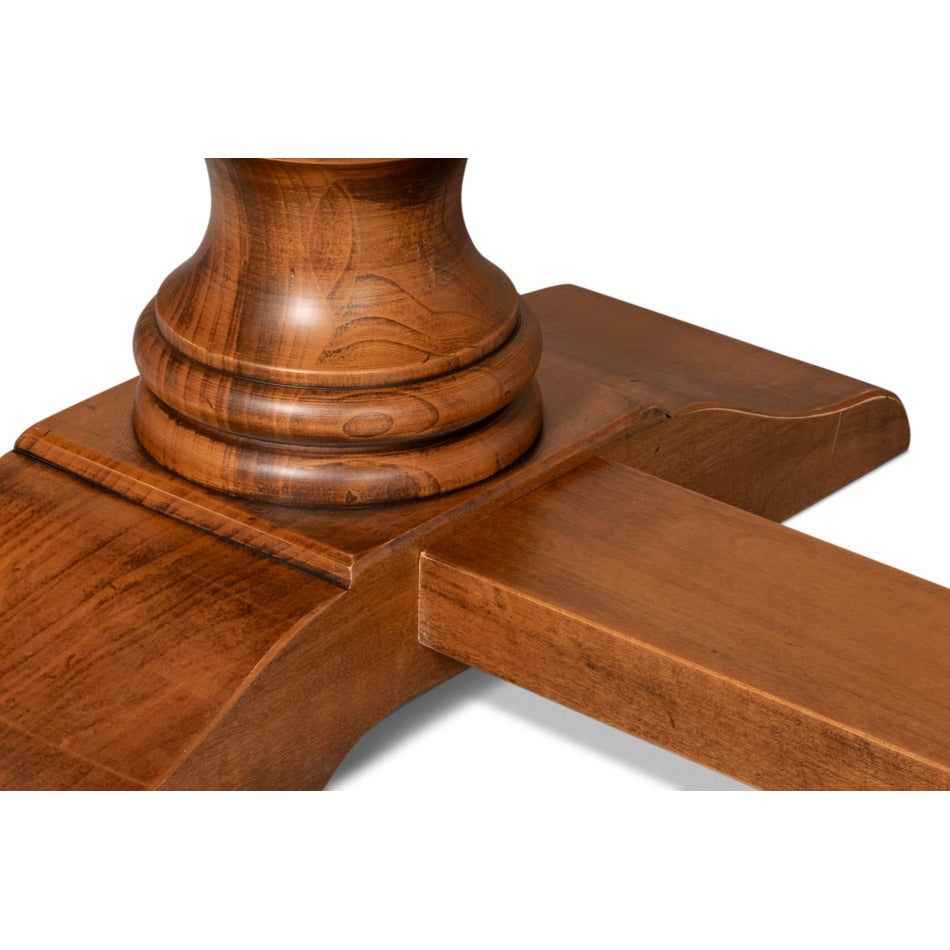 Antiqued Italian Trestle Dining Table, 84" - Turned Pedestal Base - additional view