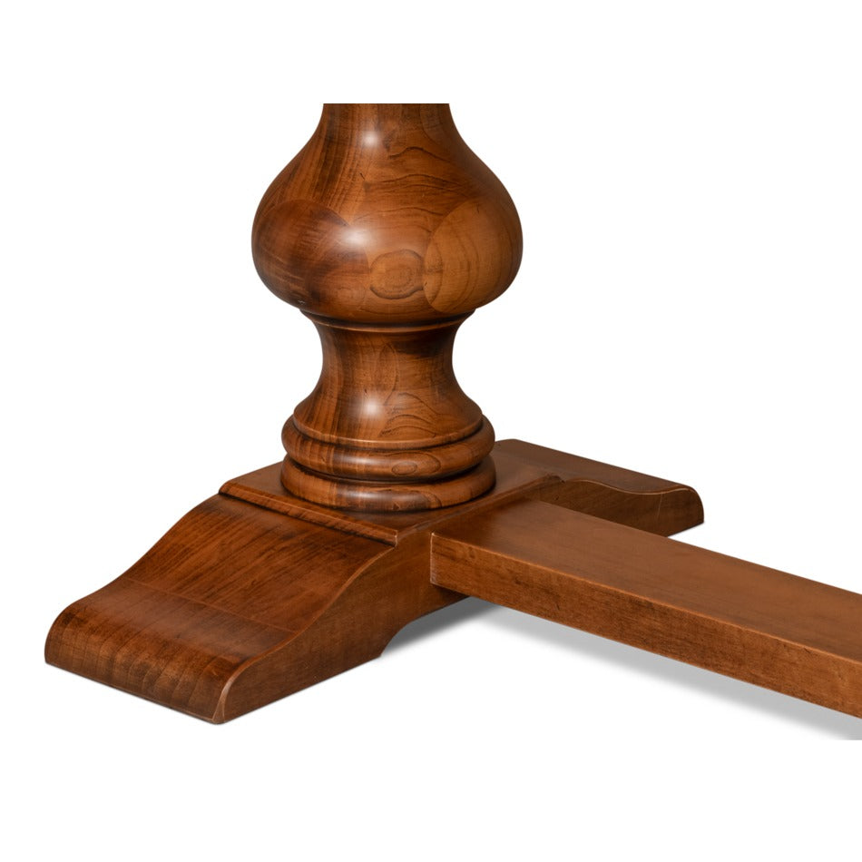 Antiqued Italian Trestle Dining Table, 84" - Turned Pedestal Base - additional view