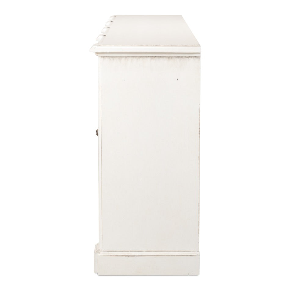 French Provincial White Wall Cabinet with Carved Crest Appliqués - additional view