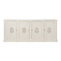 French Provincial White Wall Cabinet with Carved Crest Appliqués - additional view