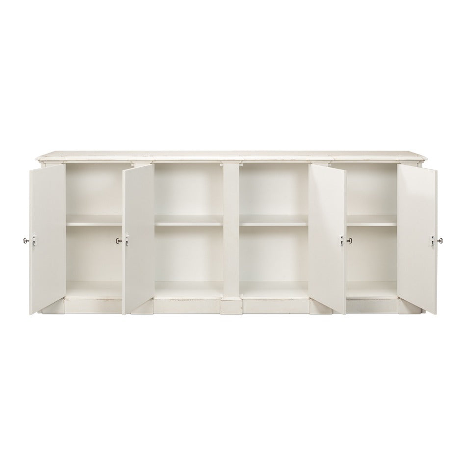 French Provincial White Wall Cabinet with Carved Crest Appliqués - additional view