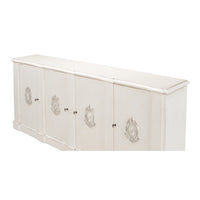 French Provincial White Wall Cabinet with Carved Crest Appliqués - additional view