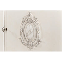 French Provincial White Wall Cabinet with Carved Crest Appliqués - additional view