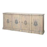 French Provincial Wall Cabinet with Carved Crest Medallions – styled view