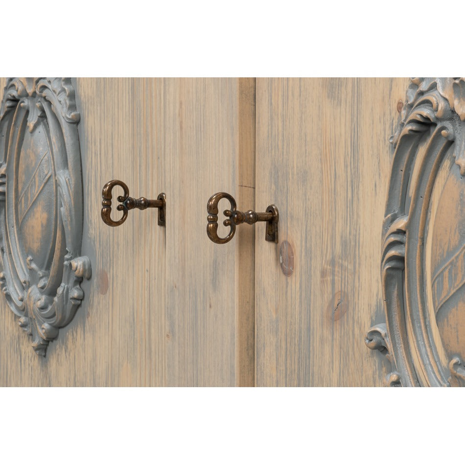 French Provincial Wall Cabinet with Carved Crest Medallions - additional view
