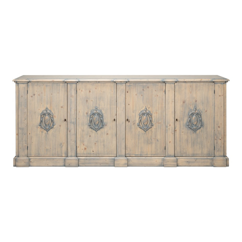 French Provincial Wall Cabinet with Carved Crest Medallions - additional view