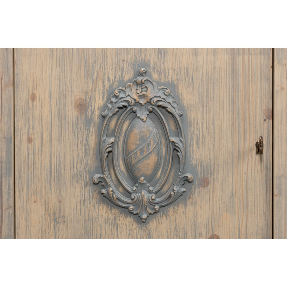 French Provincial Wall Cabinet with Carved Crest Medallions - additional view
