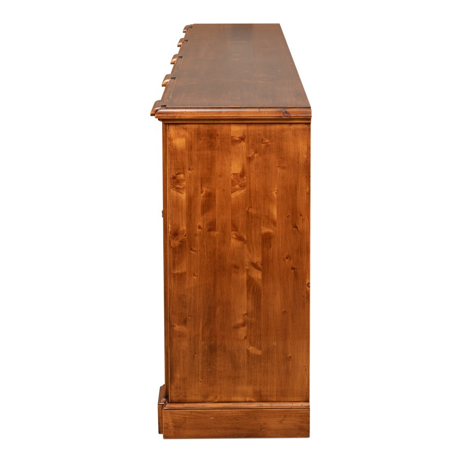 French Provincial Wall Cabinet - Antiqued Walnut with Carved Crest Medallions - additional view