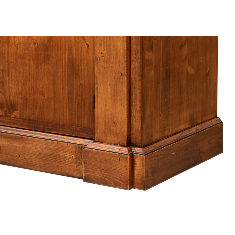 French Provincial Wall Cabinet - Antiqued Walnut with Carved Crest Medallions - additional view